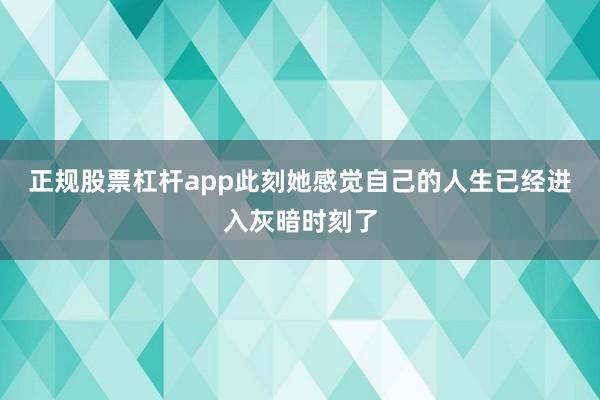 正规股票杠杆app此刻她感觉自己的人生已经进入灰暗时刻了